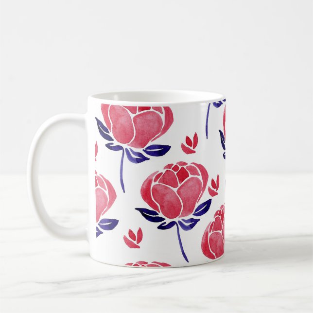 Spring flowers, watercolor seamless pattern. coffee mug (Left)