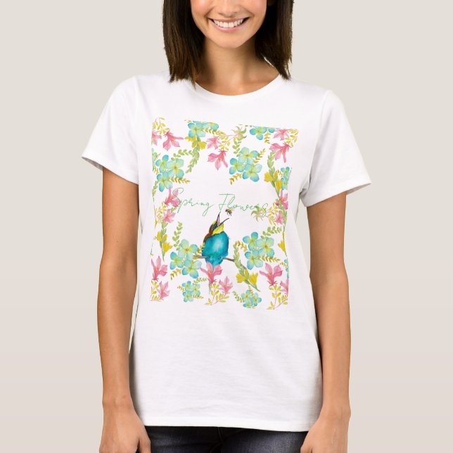Spring flowers watercolor  T-Shirt (Front)