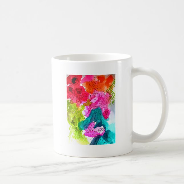 Spring Flowers watercolour abstract art Coffee Mug (Right)