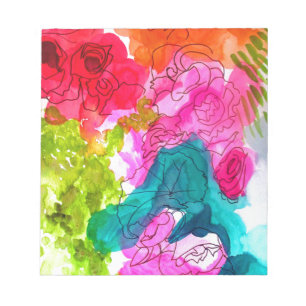 Spring Flowers watercolour abstract art Notepad