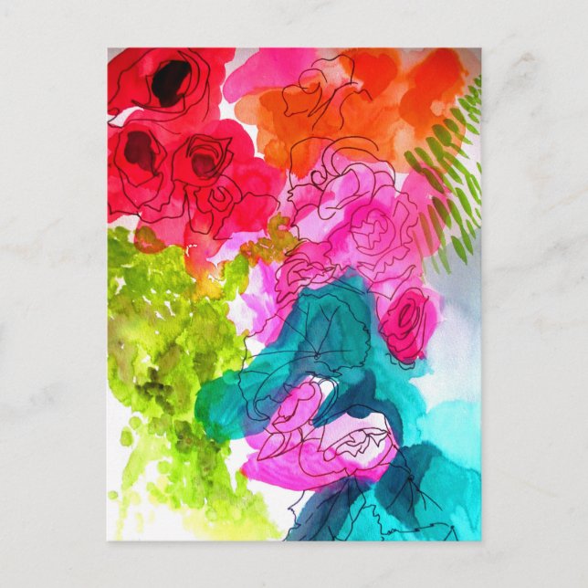 Spring Flowers watercolour abstract art Postcard (Front)