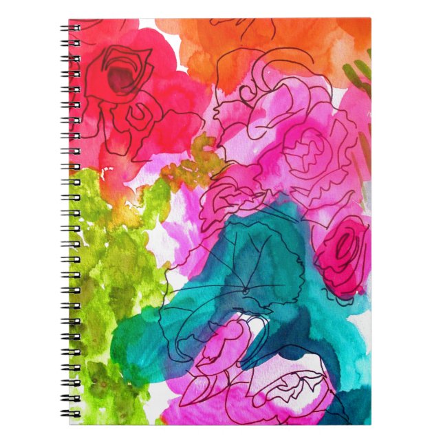 Spring Flowers watercolour abstract art Spiral Notebook (Front)