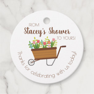 Spring Flowers Wheelbarrow Garden Favour Gift Tag