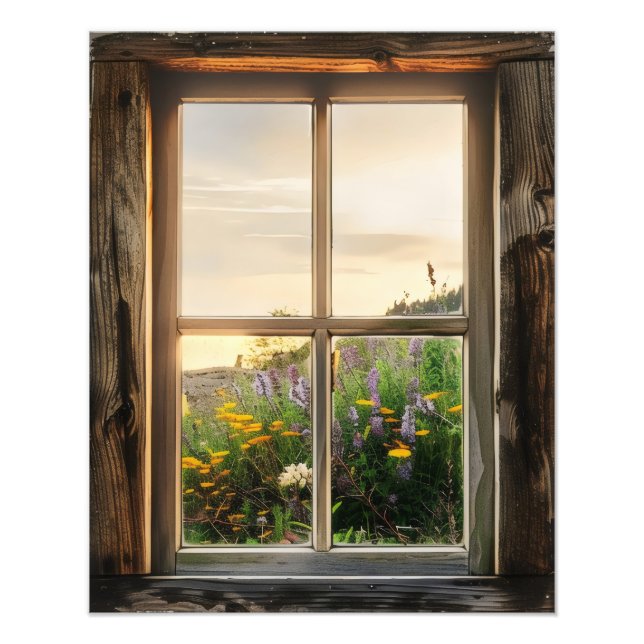 Spring Flowers Window View Photo Print (Front)