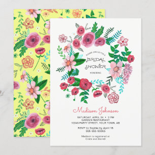 Spring Flowers Wreath   Bridal Shower   Invitation