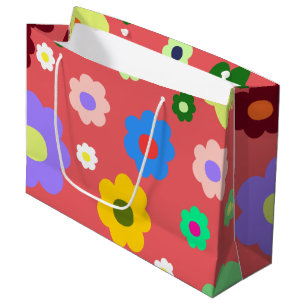 Spring Flowers Y2K Retro Pattern Large Gift Bag
