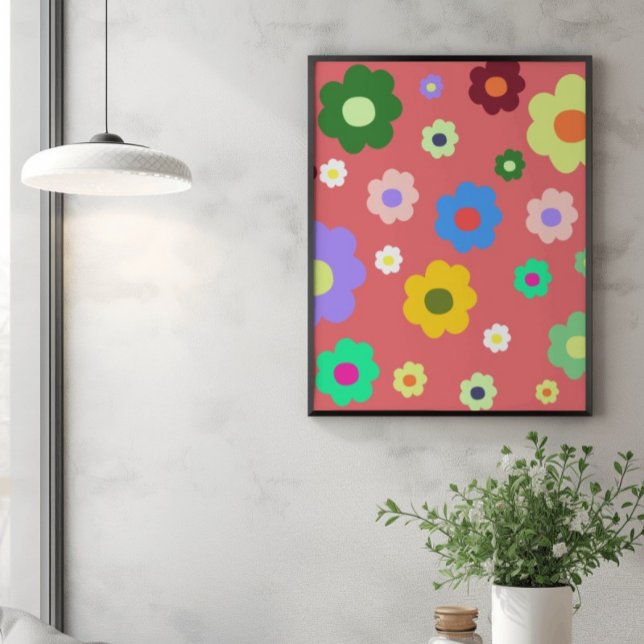 Spring Flowers Y2K Retro Pattern Poster (Creator Uploaded)