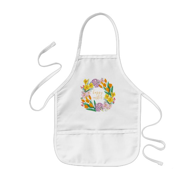 Spring flowers yellow easter floral tulip drawing kids apron (Front)