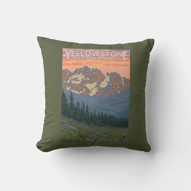 Spring Flowers - Yellowstone National Park Cushion (Front)