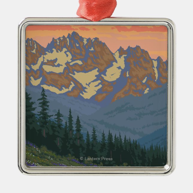 Spring Flowers - Yellowstone National Park Metal Tree Decoration (Front)