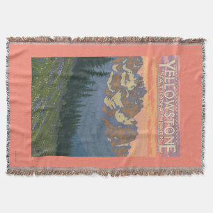 Spring Flowers - Yellowstone National Park Throw Blanket