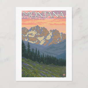 Spring FlowersMontanaVintage Travel Poster Postcard