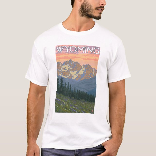 Spring FlowersWyomingVintage Travel Poster T-Shirt (Front)
