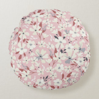 Spring flowery pattern. Seamless floral background Round Cushion