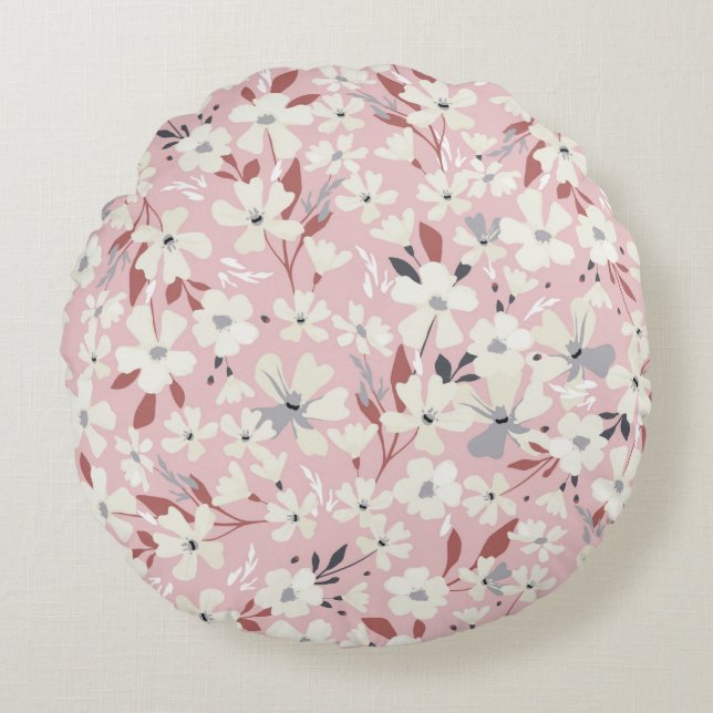 Spring flowery pattern. Seamless floral background Round Cushion (Front)