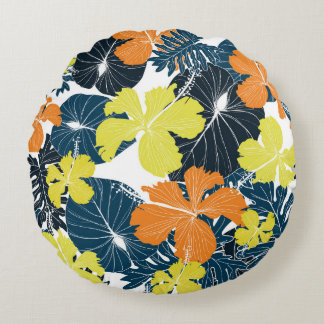 Spring Flowery: Vintage Floral Texture Round Cushion