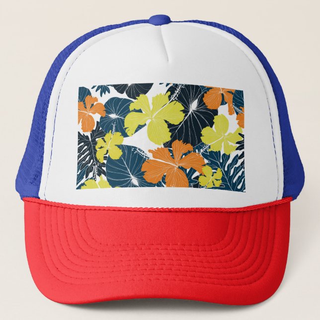 Spring Flowery: Vintage Floral Texture Trucker Hat (Front)