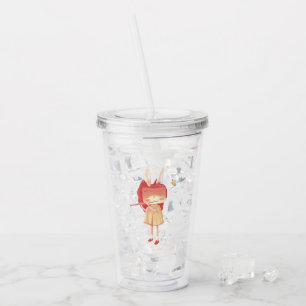 Spring Flute: Bunny Girl Playing Music in Pink Gar Acrylic Tumbler