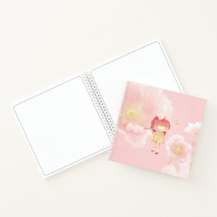 Spring Flute: Bunny Girl Playing Music in Pink Gar Notebook