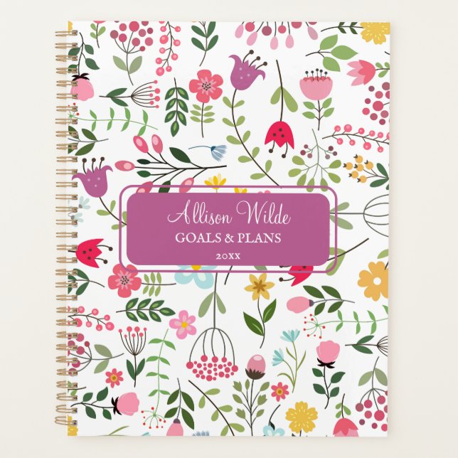 Spring for Wildflowers Floral Pattern Purple White Planner (Front)