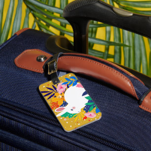 Spring Forest Flower White Bunny Luggage Tag