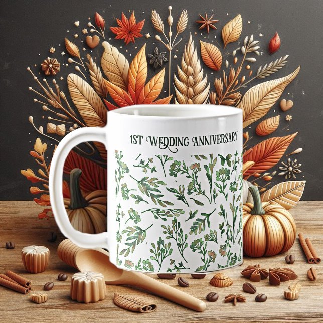 Spring Forest Leaves Wild flowers Cute Anniversary Coffee Mug (Spring Forest Leaves Wild flowers Cute Anniversary Coffee Mug)