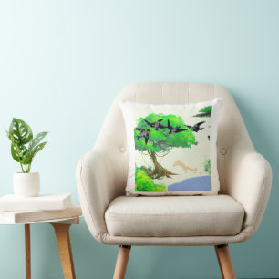 Spring Forest Life with Birds and Squirrel – Natur Cushion