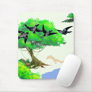 Spring Forest Life with Birds and Squirrel – Natur Mouse Pad