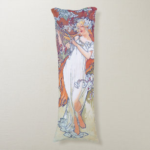 Spring (Four Seasons), Alphonse Mucha Body Cushion