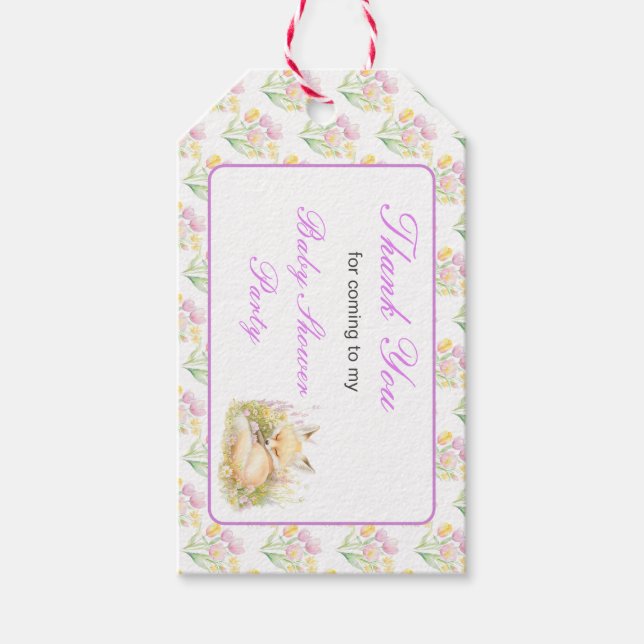 Spring Fox Baby Shower Gift Tags (Front)
