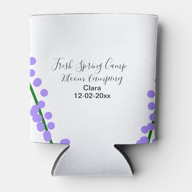 Spring fresh camping lavender flowers name date si can cooler (Front)