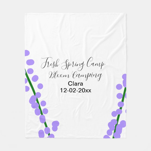 Spring fresh camping lavender flowers name date si fleece blanket (Front)