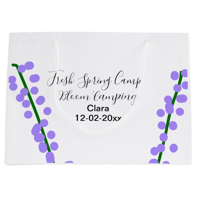 Spring fresh camping lavender flowers name date si large gift bag (Front)