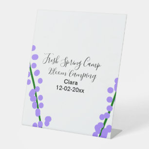 Spring fresh camping lavender flowers name date si pedestal sign