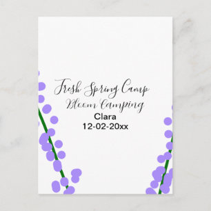 Spring fresh camping lavender flowers name date si postcard