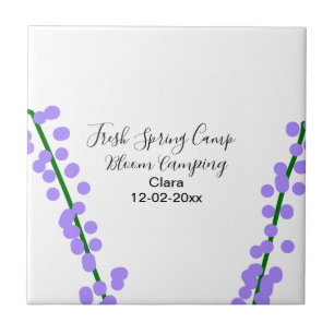Spring fresh camping lavender flowers name date si tile