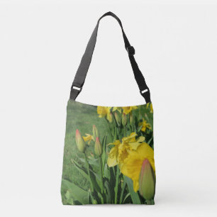 spring, friendly, blossoms, flowers, daffodils, crossbody bag