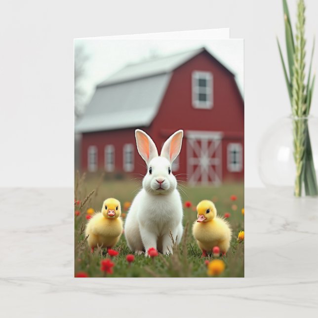 Spring Friends Farm Scene Card (Front)