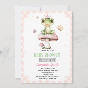 Spring frog baby shower invitation