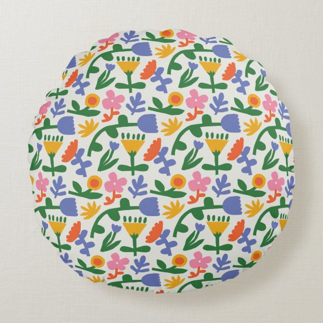 Spring Fun Floral  Round Cushion (Front)