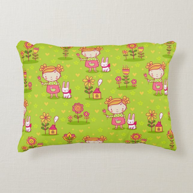 Spring Fun With Little Girl Decorative Cushion (Front)