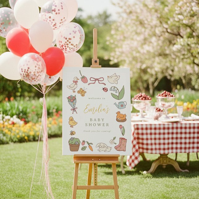 Spring Garden Animals Baby Shower Welcome Sign (Creator Uploaded)