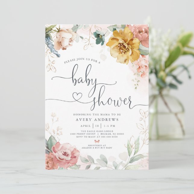 Spring Garden Baby Shower Invitation (Standing Front)