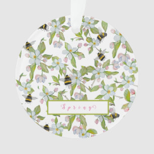 Spring garden blooms and bumblebees ornament