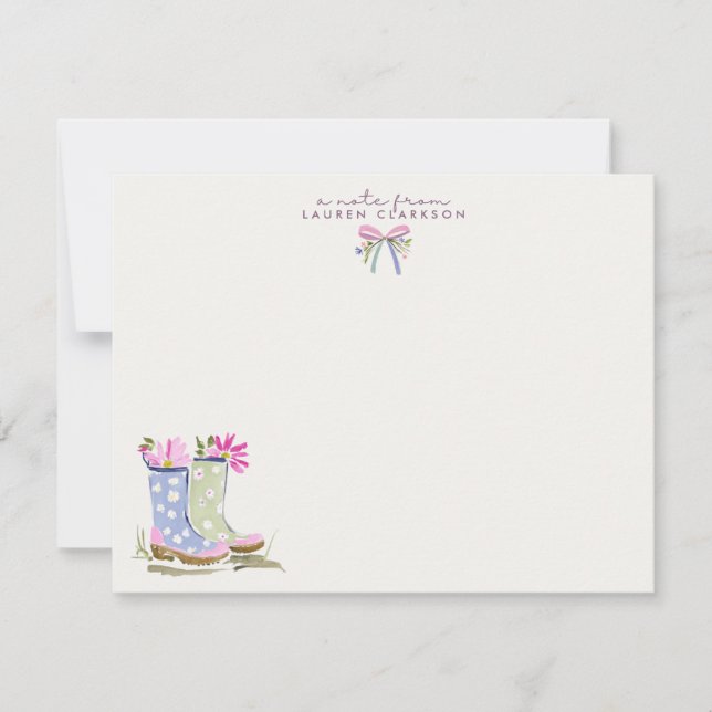 Spring Garden Boots Note Card (Front)