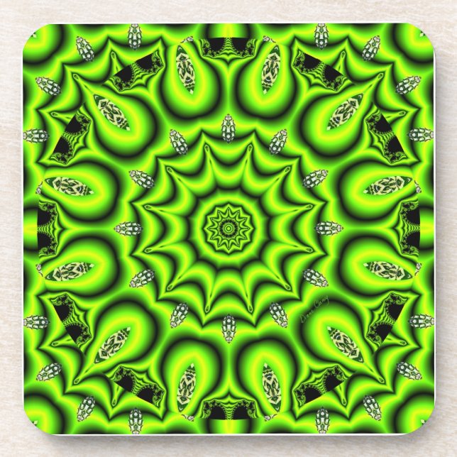 Spring Garden, Bright Abstract Lime Green Coaster (Front)