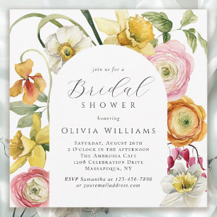 Spring Garden Bright Floral Bridal Shower  Invitation