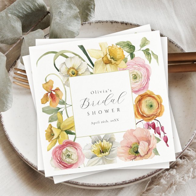 Spring Garden Bright Floral Bridal Shower  Napkin (Creator Uploaded)