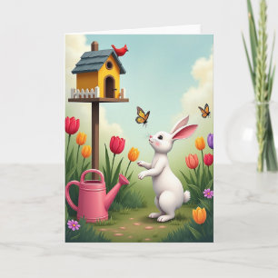 Spring Garden Bunny Friend Card