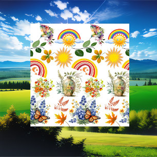 Spring Garden Butterfly Rainbow Sunshine Greenery  Shower Curtain